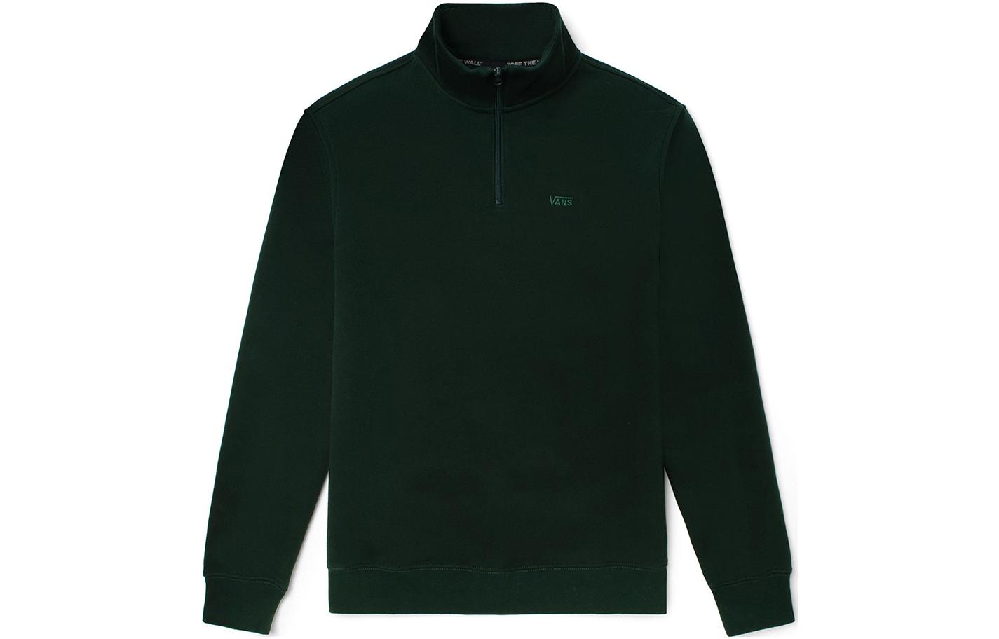 Vans Logo Letter Print Half-Zip Fleece Sweatshirt Unisex Green VN0A7PRHYEH