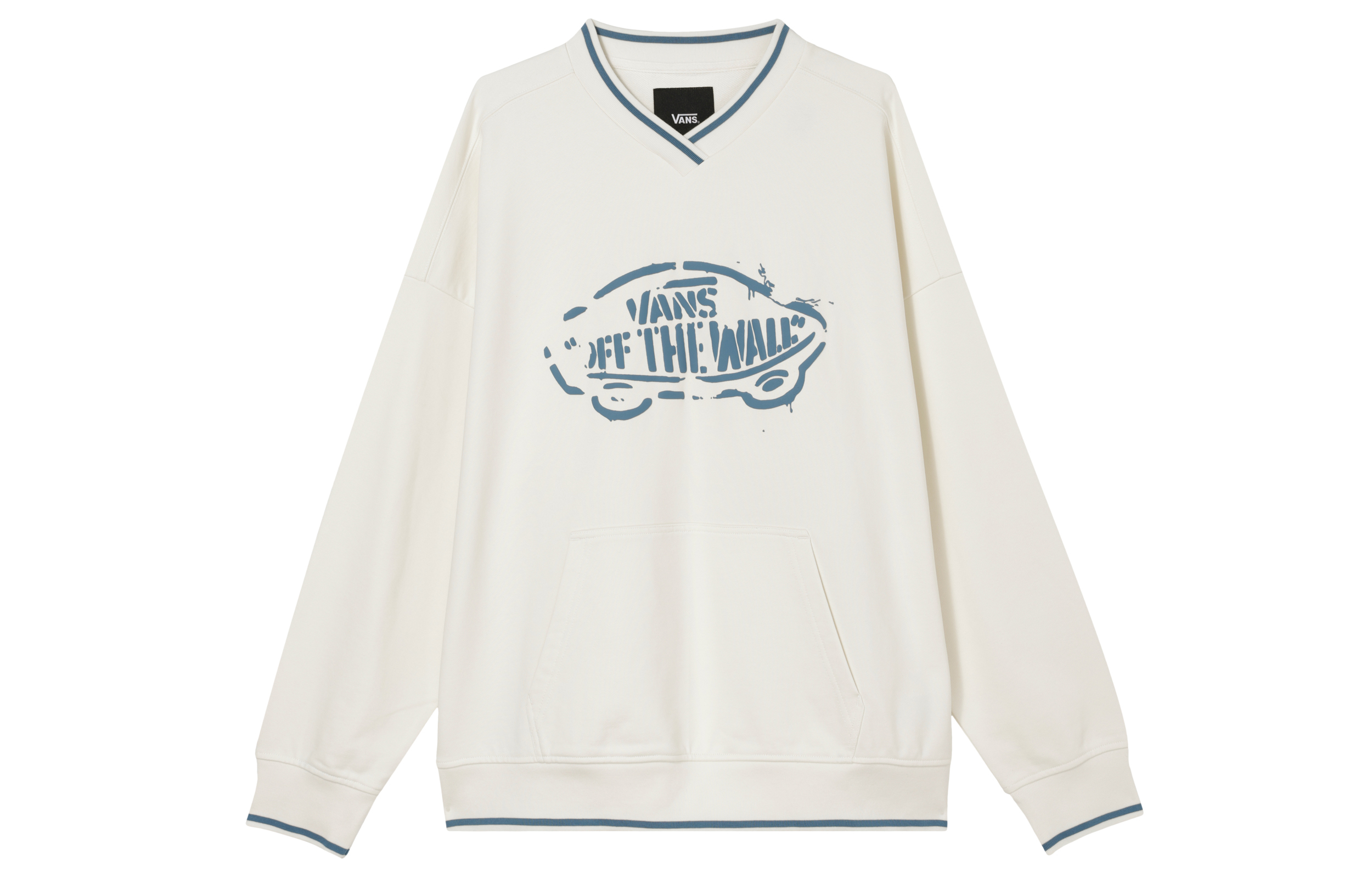 Vans Logo Letter Print Loose V-Neck Sweatshirt Unisex Off-White VN000GPKFS8
