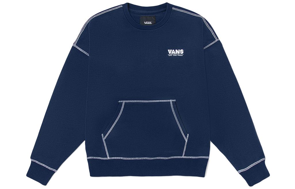 Vans Logo Letter Printed Crewneck Sweatshirt Navy Blue Unisex VN0A5H9GLKZ