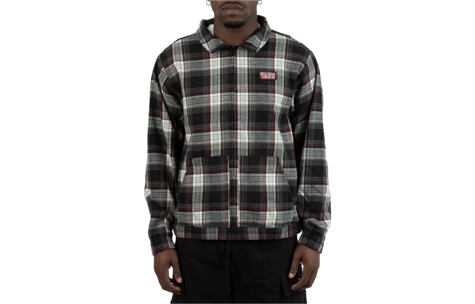 Vans Logo Patch Plaid Zip-Up Collar Jacket Black VN0006E7ZO2