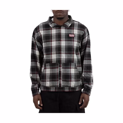 Vans Logo Patch Plaid Zip-Up Collar Jacket Black VN0006E7ZO2
