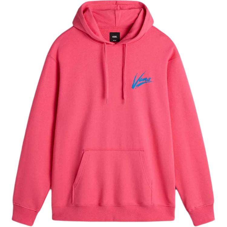 Vans Logo Pink Pullover Hoodie Loose Fit Long Sleeve Casual Wear VN000K4JG3X