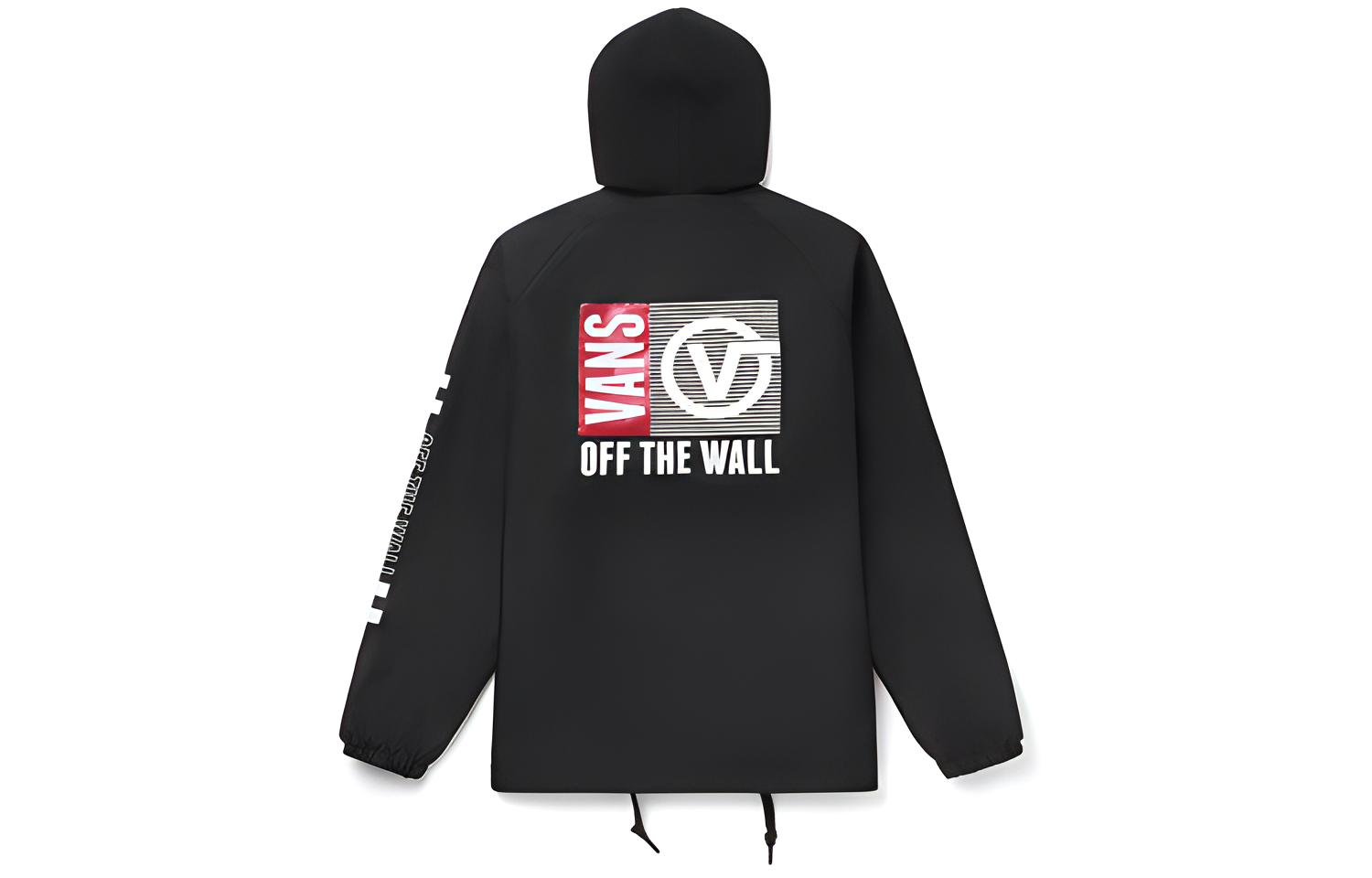 Vans Logo Print Casual Jacket Unisex Couples' Style Black VN0A489TBLK