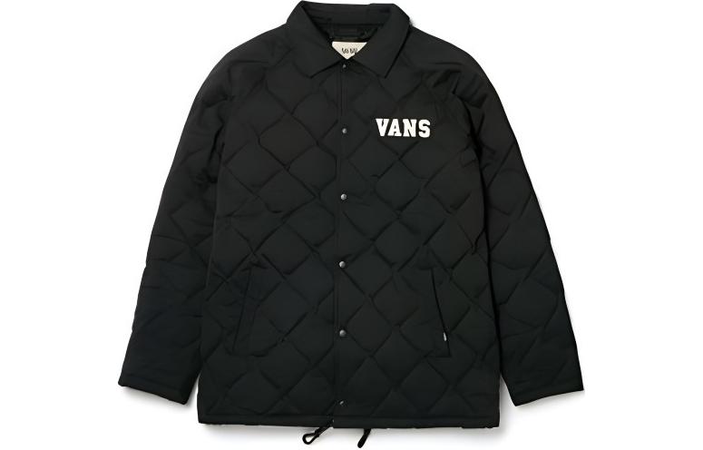 Vans Logo Print Collared Single-Breasted Jacket Unisex Black VN0A32P9BLK