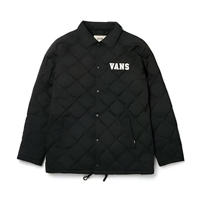 Vans Logo Print Collared Single-Breasted Jacket Unisex Black VN0A32P9BLK