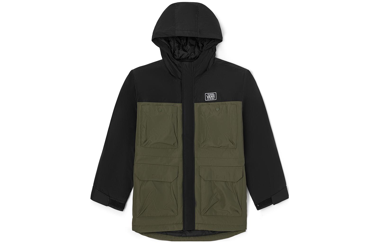 Vans Logo Print Multi-pocket Zip Vintage Colorblock Hooded Jacket - Outdoor Style VN000915KCZ