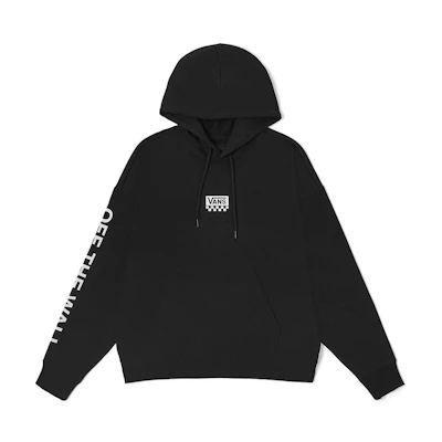 Vans Logo Print Pullover Hoodie Unisex Black Long Sleeve VN00090UBLK
