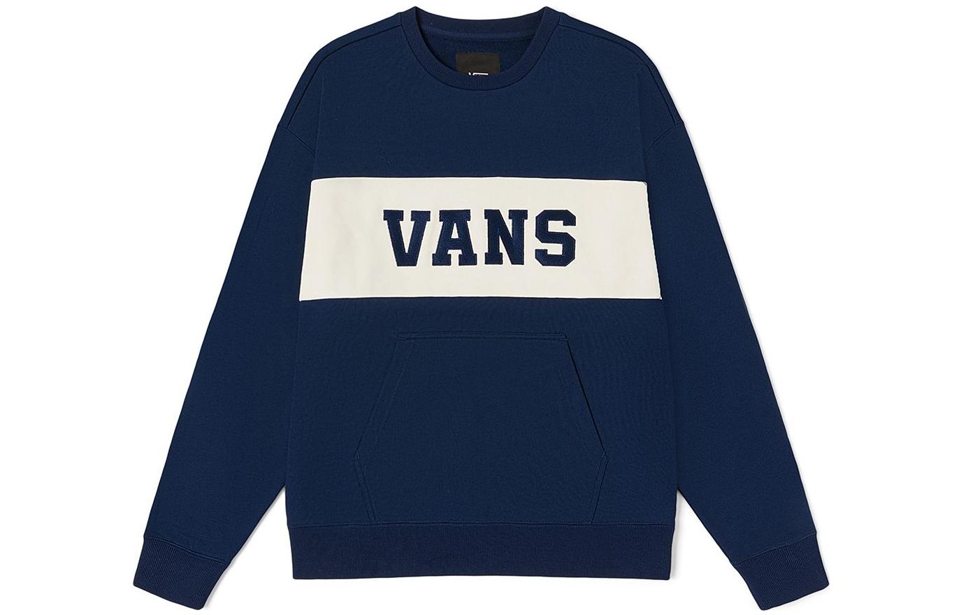 Vans Logo Retro Colorblock Pullover Sweatshirt Unisex - Deep Blue VN0002HRLKZ