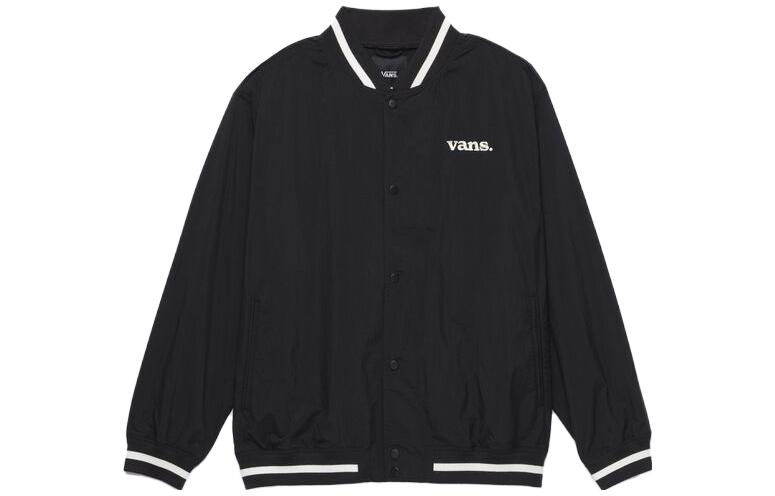 Vans Logo Striped Baseball Collar Long Sleeve Jacket Black Mens VN0008G0BLK
