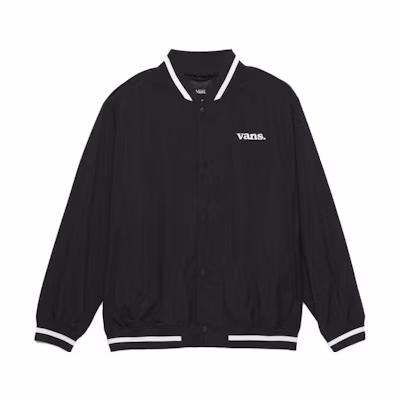 Vans Logo Striped Baseball Collar Long Sleeve Jacket Black Mens VN0008G0BLK
