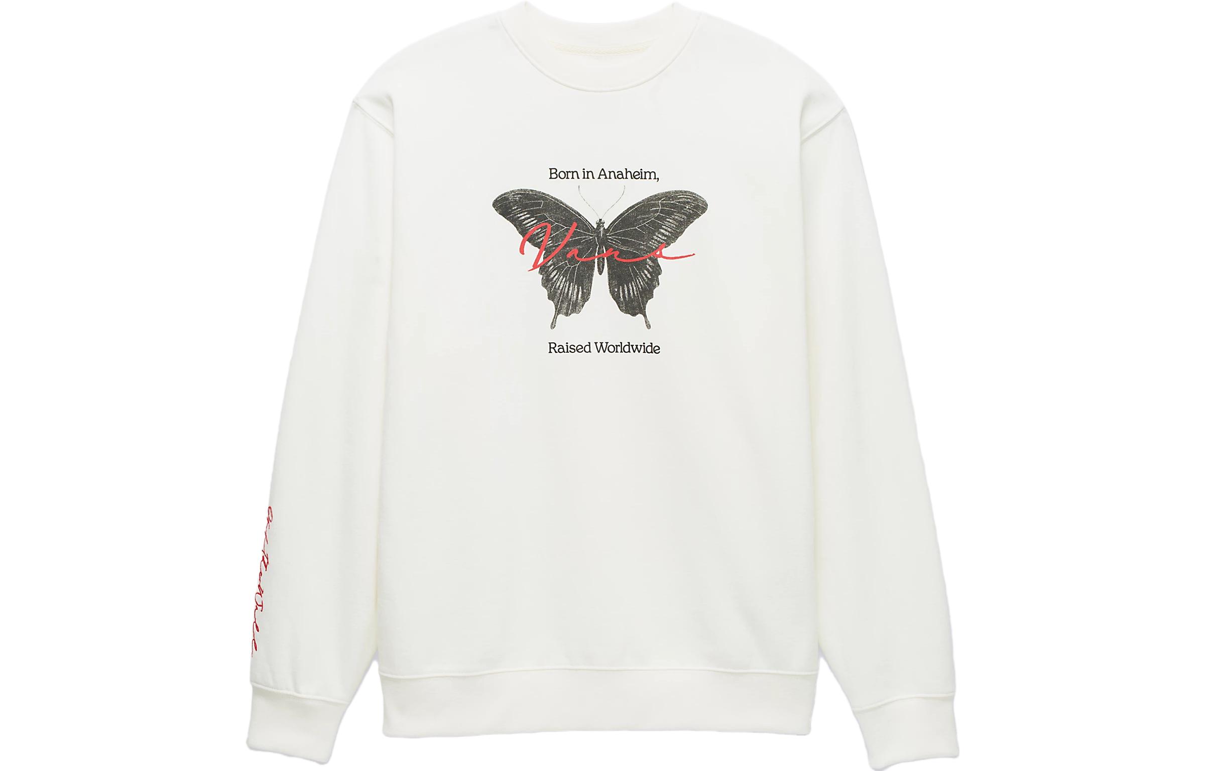 Vans Loose Crew Letter Print White Pullover Sweatshirt Unisex Casual Wear VN000ABMFS8