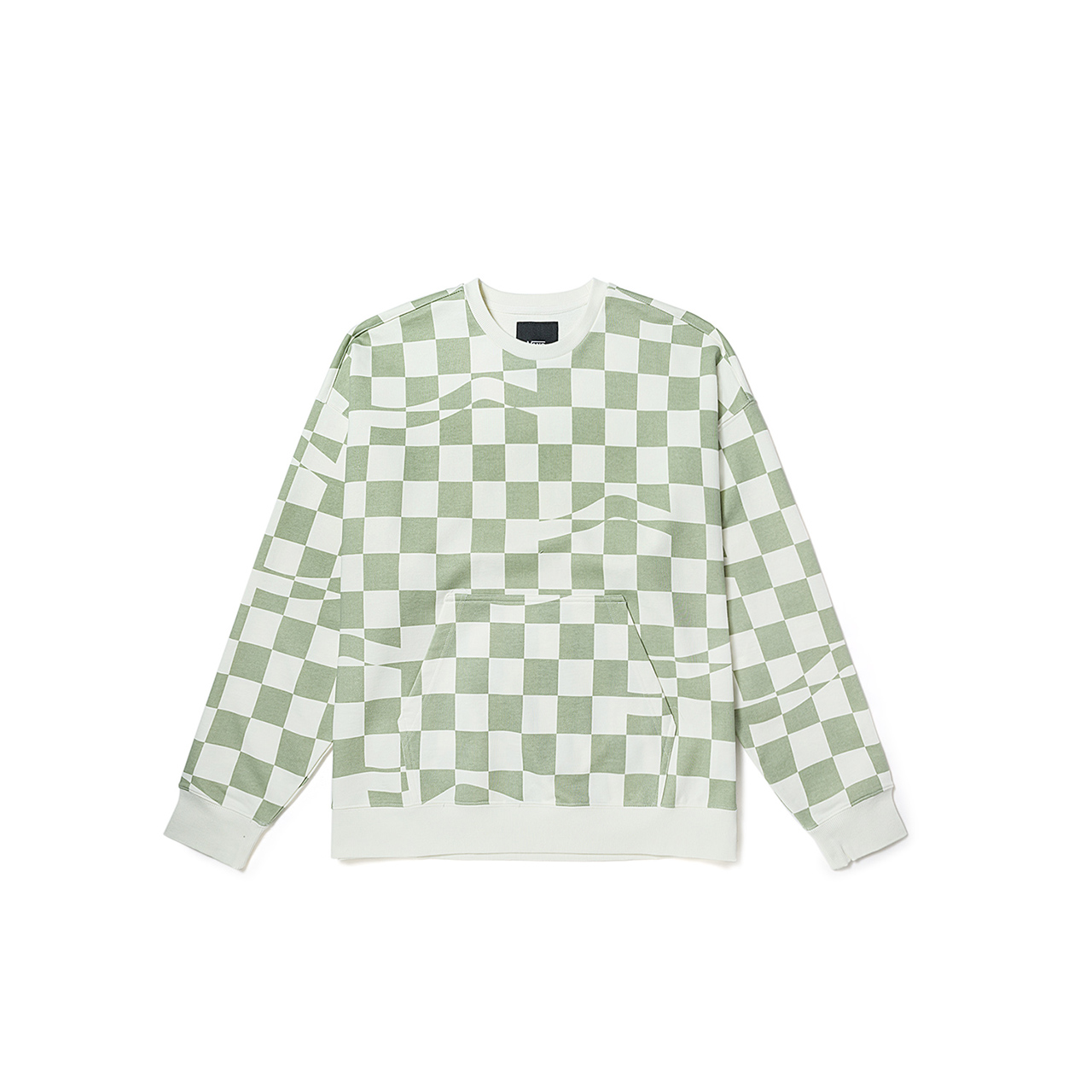 Vans Loose Fit Crewneck Pullover Sweatshirt Light Green Checkerboard Men’s VN00091KC1C