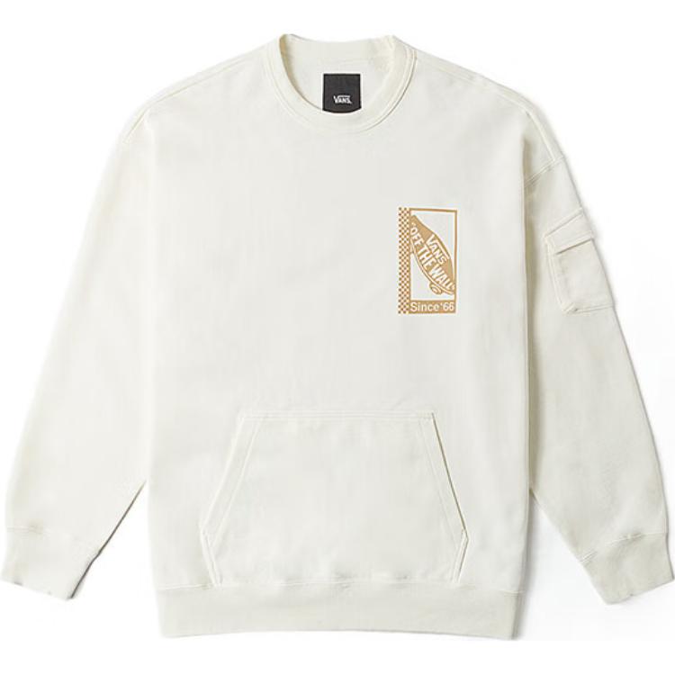 Vans Loose Fit Skateboard Logo Retro Long Sleeve Sweatshirt - White VN000GQGFS8