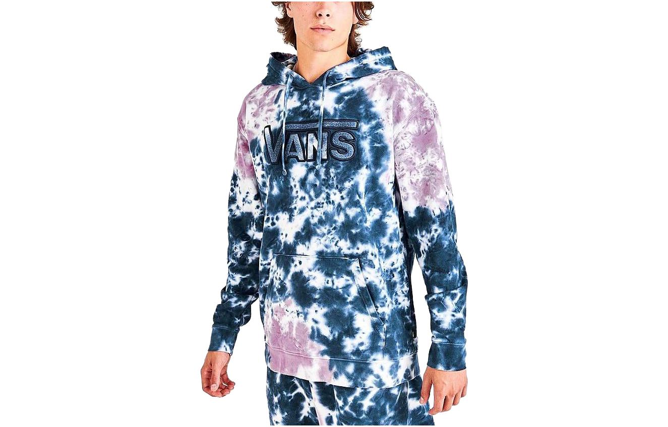 Vans Loose Tie-Dye Logo Pullover Hoodie Sweatshirt Blue VN0A7S7T-420