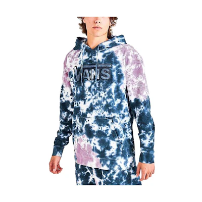 Vans Loose Tie-Dye Logo Pullover Hoodie Sweatshirt Blue VN0A7S7T-420