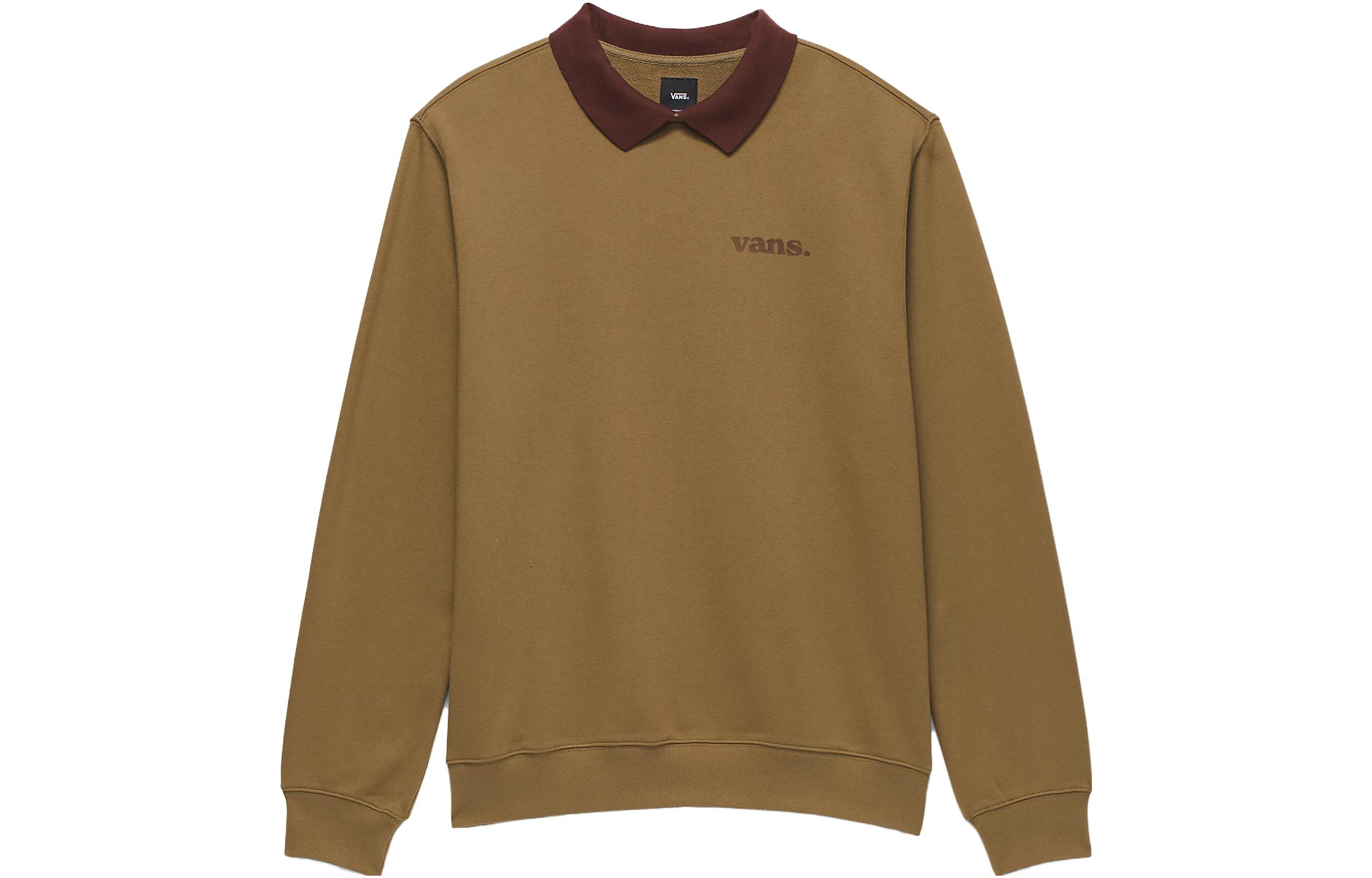 Vans Lowered Collar Crew Sweatshirt Retro Style Unisex in Kangaroo Brown VN000ABFBYW