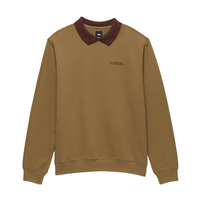 Vans Lowered Collar Crew Sweatshirt Retro Style Unisex in Kangaroo Brown VN000ABFBYW