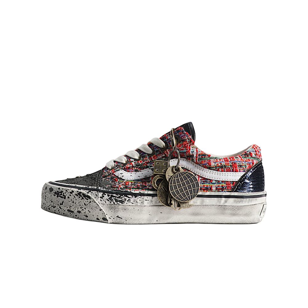 Vans LX Old Skool Lace-Up Sneakers Black White Red Casual Shoes VN000D9VBOS