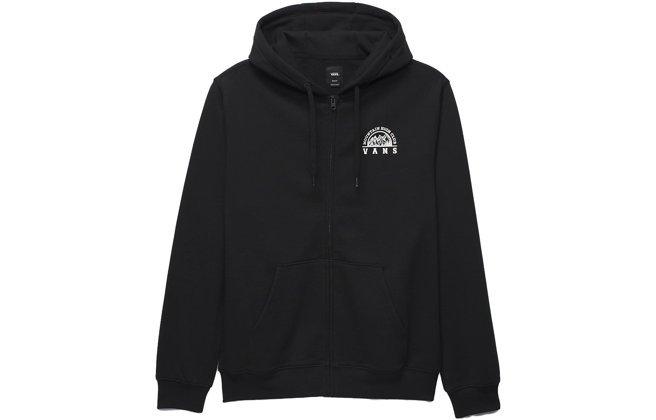 Vans Mountain High Full Zip Hoodie Black Alphabet Print Unisex Jacket VN000FZ3BLK