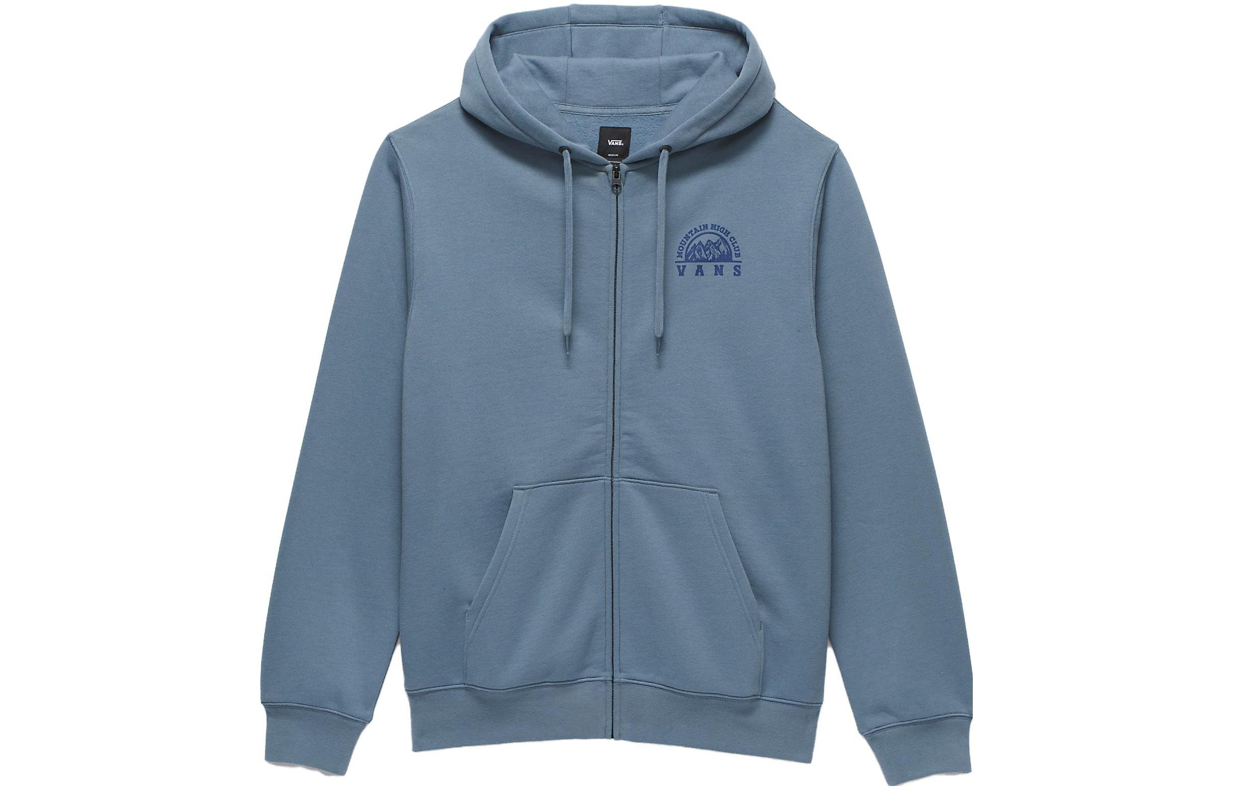 Vans Mountain High Full Zip Hoodie Blue Phantom Unisex Letter Print Sweatshirt VN000FZ3HKC
