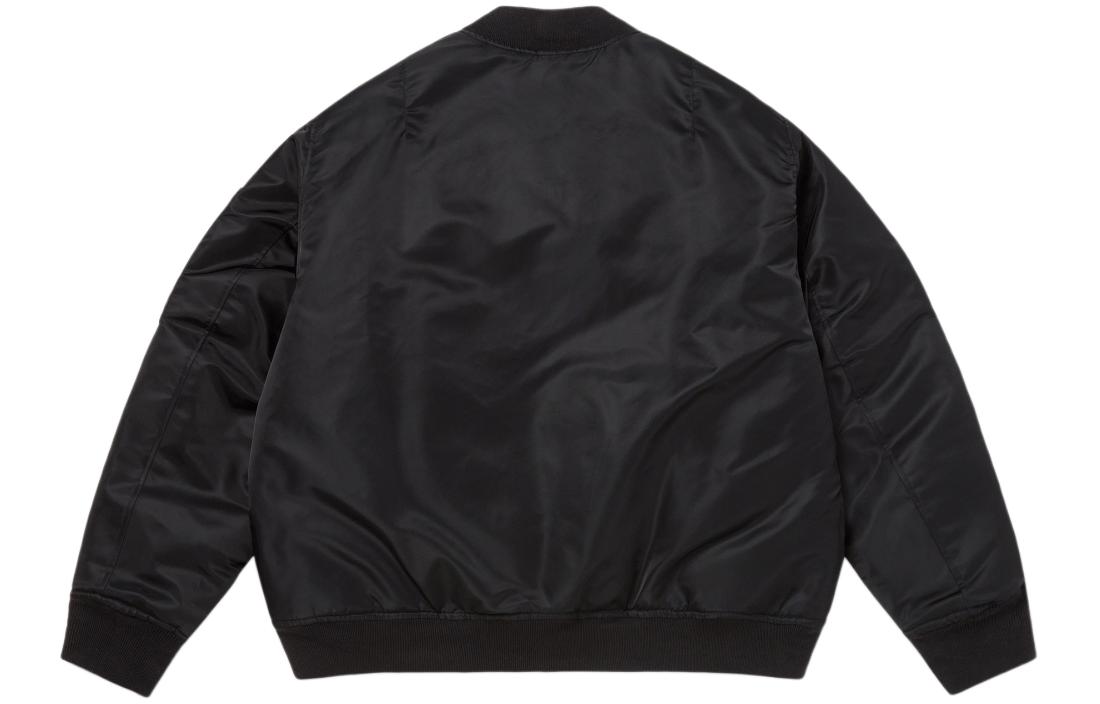 Lookbook Vans Jaket Bomber Hitam Multi-Fungsi dengan Resleting dan Kerah Baseball. VN000FSKBLK