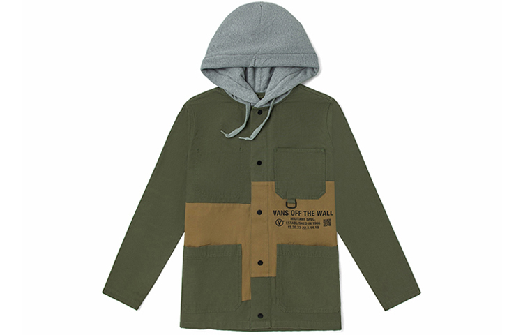 Vans Multi-Pocket Utility Hoodie Jacket Military Green Male Casual Style VN0A54BEZ5E
