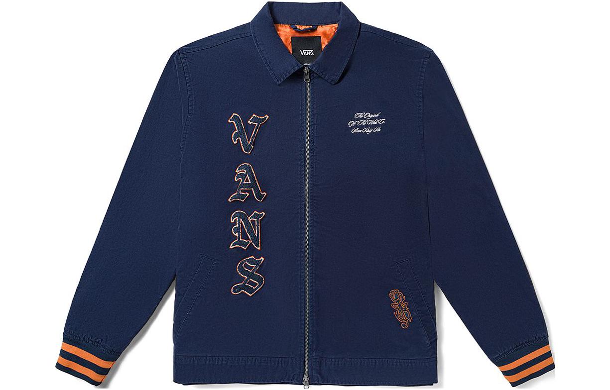 Vans Navy Blue Letter Embroidery Zip-Up Collar Jacket VN0008FYLKZ