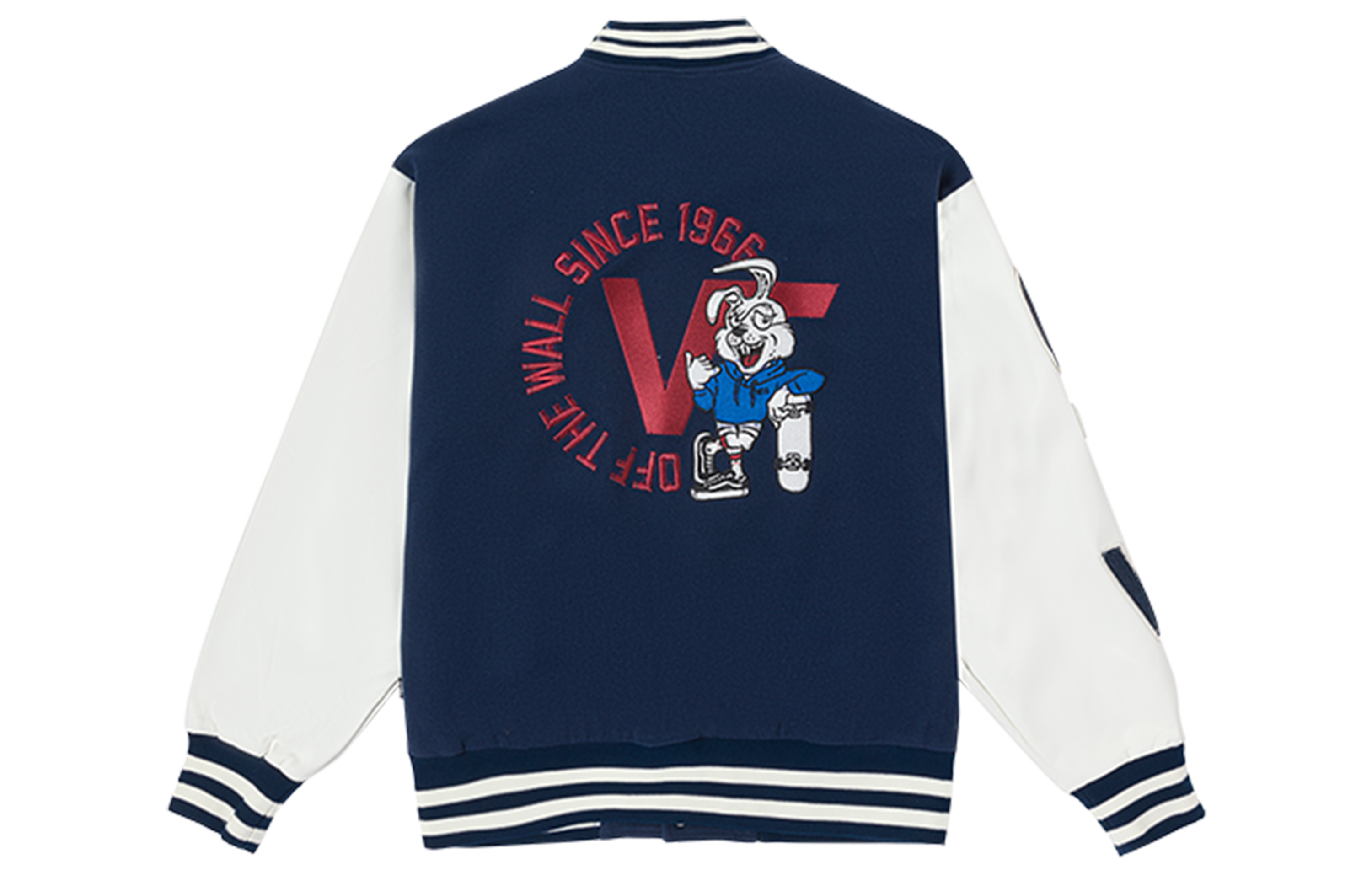 Lookbook Chaqueta Béisbol Unisex Azul Marino Logo Bordado Vans Ajuste Holgado. VN0002ECLKZ