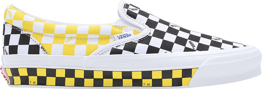 Checkerboard vans 2025 with yellow line