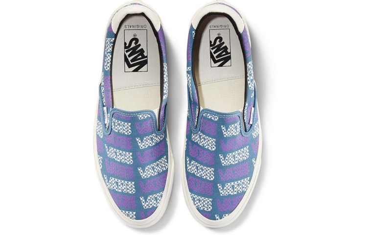 Lookbook Vans OG Slip-On 59 LX 'Logo Checkerboard - Larkspur' Sepatu Pria/Wanita VN0A4BVDVZB