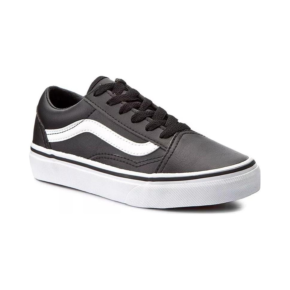 Order Vans Old Skool 经典黑色皮革低帮滑板鞋 VN0A38HBNQR