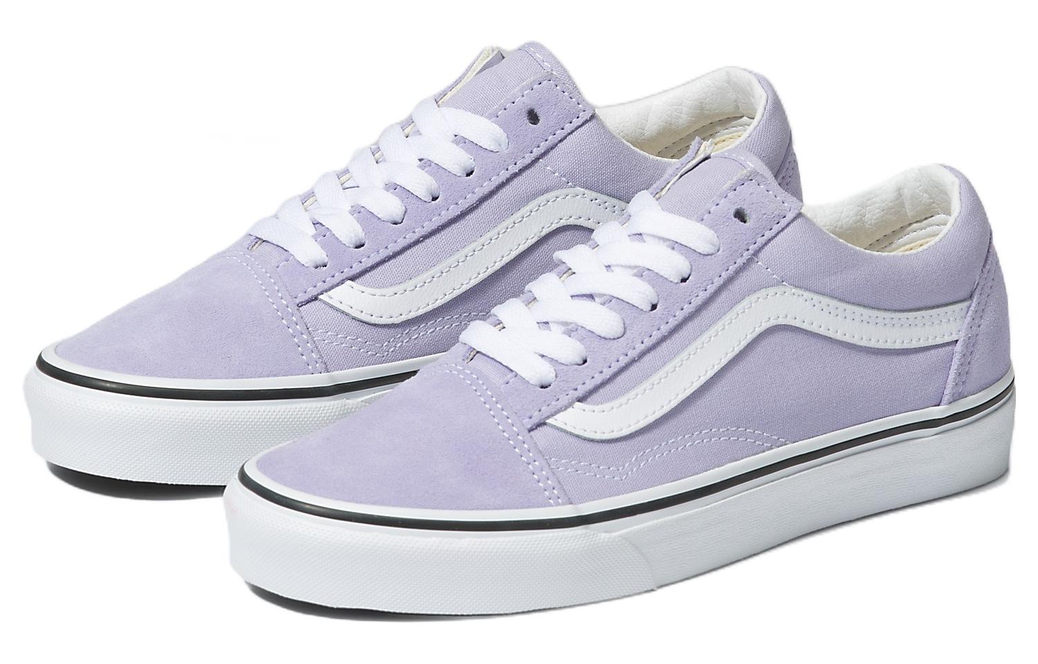 Lookbook Vans Old Skool 潮流時尚 耐磨輕便 低幫 板鞋 男女同款 淺紫色