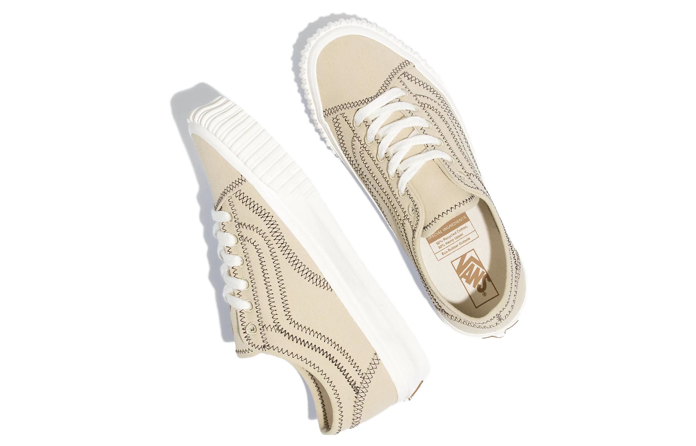 Shop Vans Old Skool Eco Theory 防滑耐磨 低筒 滑板鞋 男女皆宜 米白色