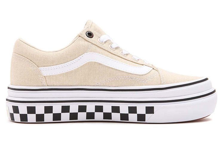 Vans Old Skool Low Tops Casual Skateboarding Shoes Beige White 圖 2