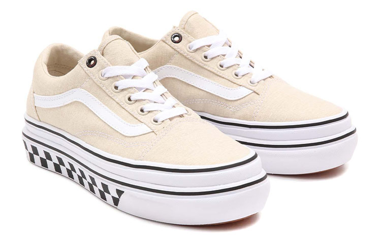 Vans Old Skool Low Tops Casual Skateboarding Shoes Beige White 圖 3