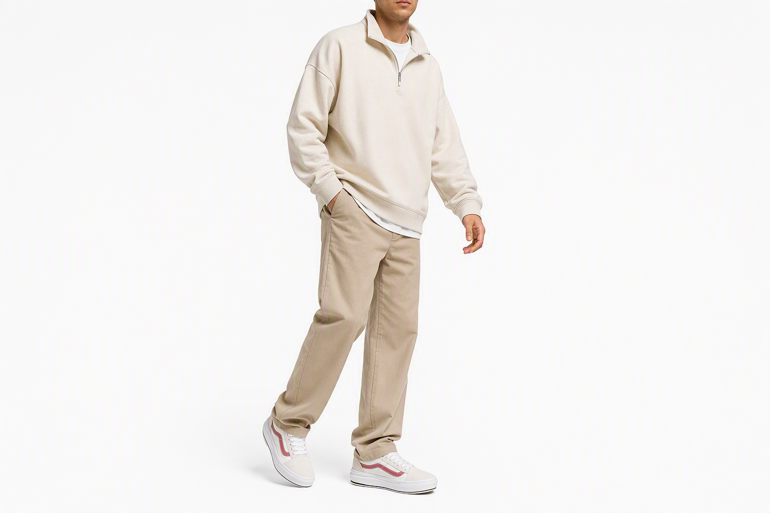 Order Vans Old Skool 休閒舒適百搭防滑耐磨低幫板鞋 男女同款 米白紅