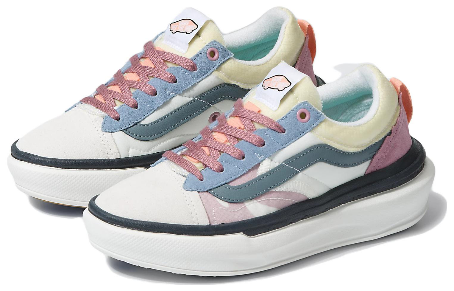 Lookbook Vans Old Skool Overt Plus ComfyCush ''Blanc Vert Jaune'' VN0A4BVLYQ1