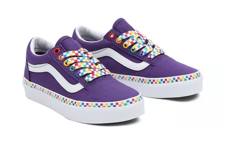 Lookbook Vans Old Skool Pelangi Kotak-kotak 'Ungu Putih' VN0A7Q5FAC0