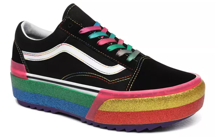 Lookbook Vans Old Skool Stacked ''Glitter - Schwarz Regenbogen'' VN0A4U15WW1