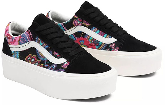 Vans Old Skool Stackform 低筒厚底休閒板鞋 男女同款 黑粉藍 腰果花 Lookbook Vans Old Skool Stackform 低筒厚底休閒板鞋 男女同款 黑粉藍 腰果花