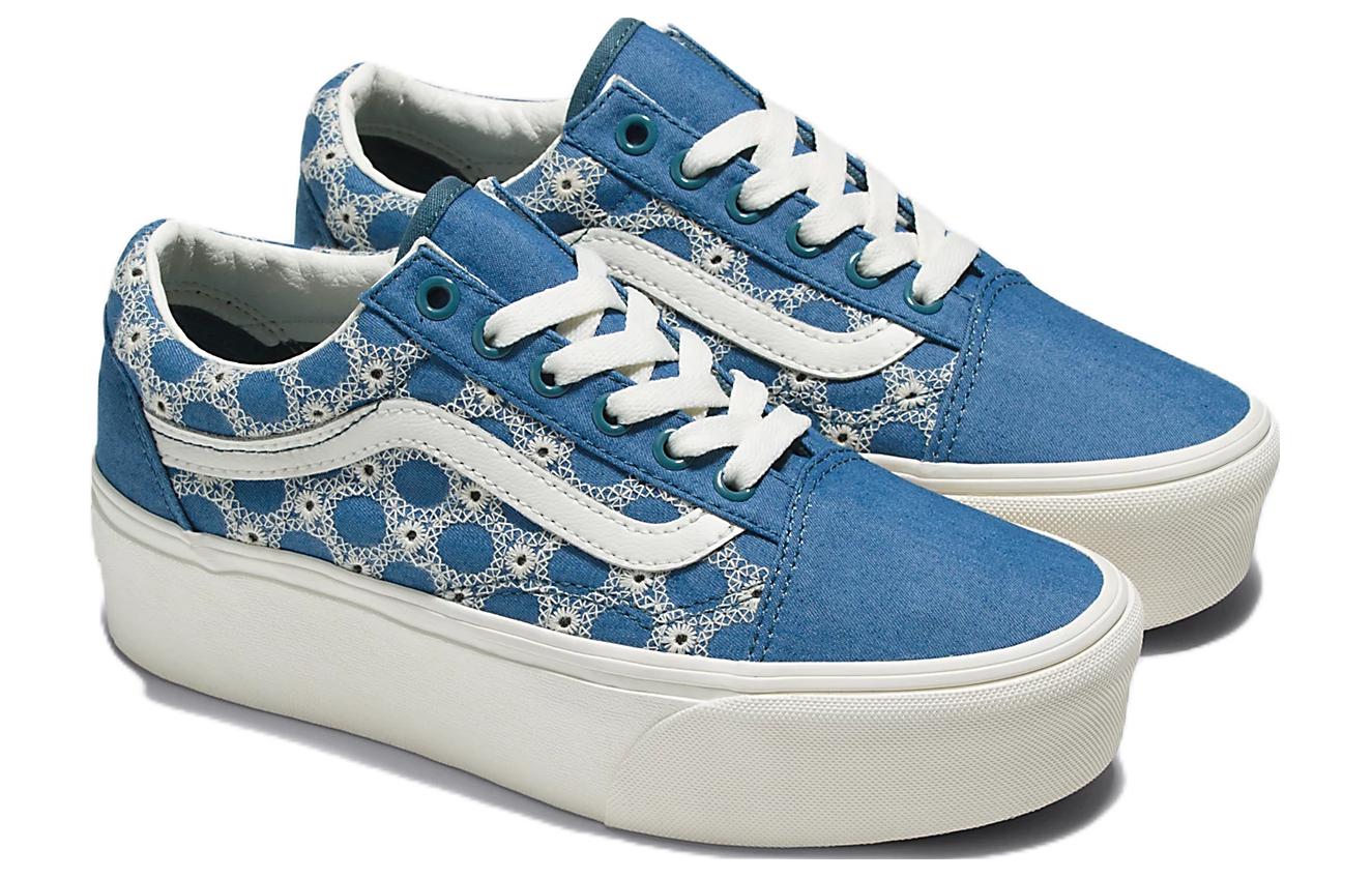 Lookbook Vans Old Skool Stackform 'Denim Mix' Lelaki Perempuan Kasut Kasual VN0A7Q5MBLU