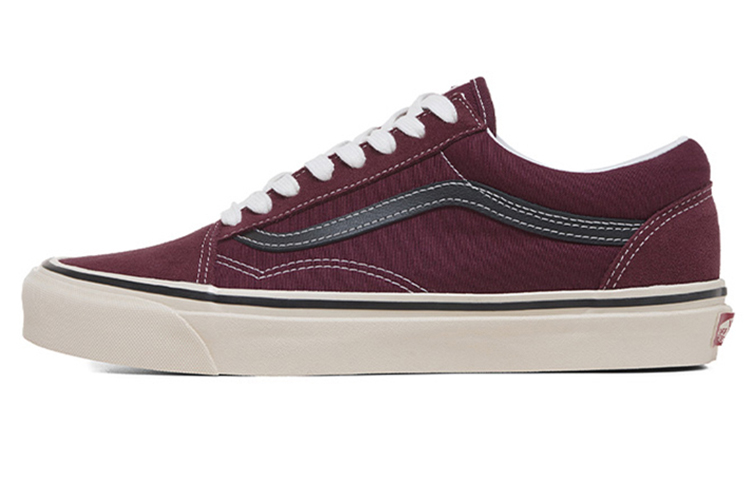 Vans Old Skool Wear-resistant Non-Slip Retro Low Tops Casual Skateboarding Shoes Deep Red VN0A38G221T