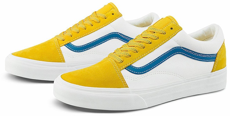 Vans Old Skool 經典百搭 休閒 低幫 板鞋 男女同款 白黃藍拼接 Lookbook Vans Old Skool 經典百搭 休閒 低幫 板鞋 男女同款 白黃藍拼接