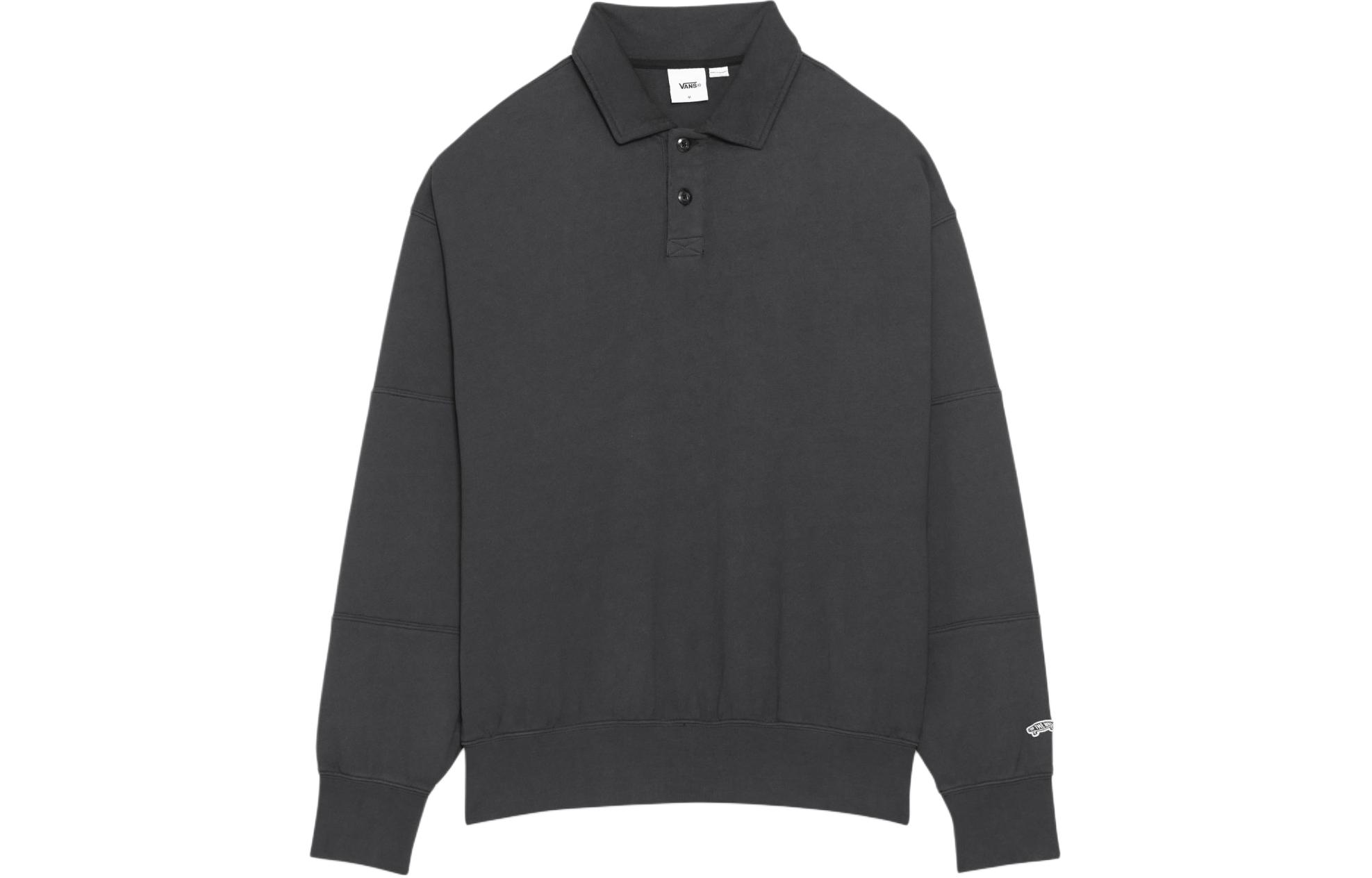 Vans OTW SS24 Washed Black Oversized Long-Sleeve Polo Sweatshirt Unisex VN000GW2EMQ