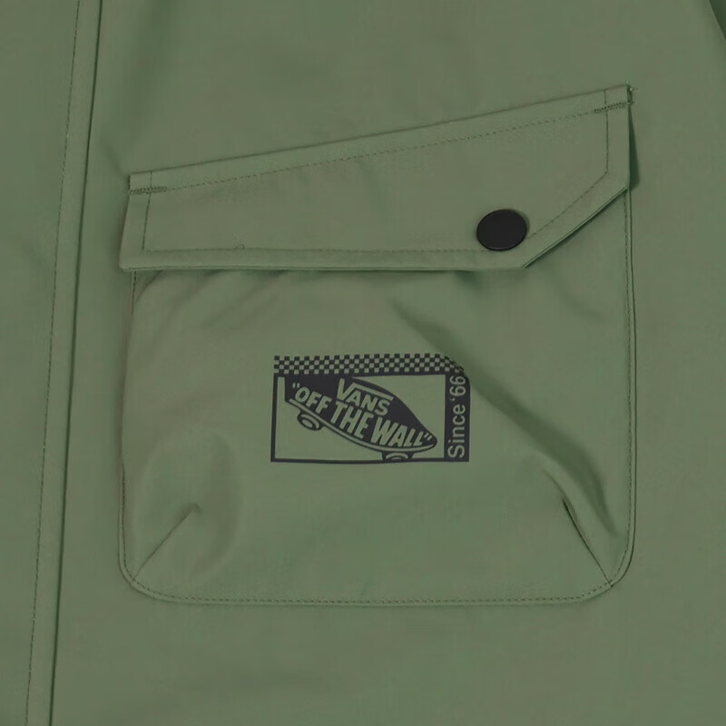 Cheap Vans 戶外休閒系列多口袋軍綠色連帽外套 男款 VN000GQEAMB