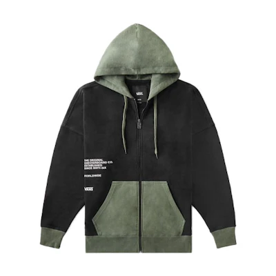 Vans Patchwork Black Zip-Up Hoodie Casual Sports Jacket VN0A4ML5BLK
