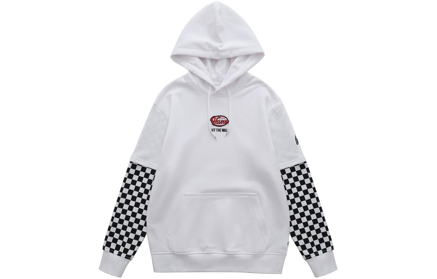 Vans Patchwork Fake Two-Piece Hoodie Black White Checkerboard Unisex White VN0A7Q13WHT