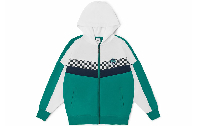 Vans Patchwork Loose Fit Zip Hoodie Jacket Unisex Green VN0A4UTOZ6E