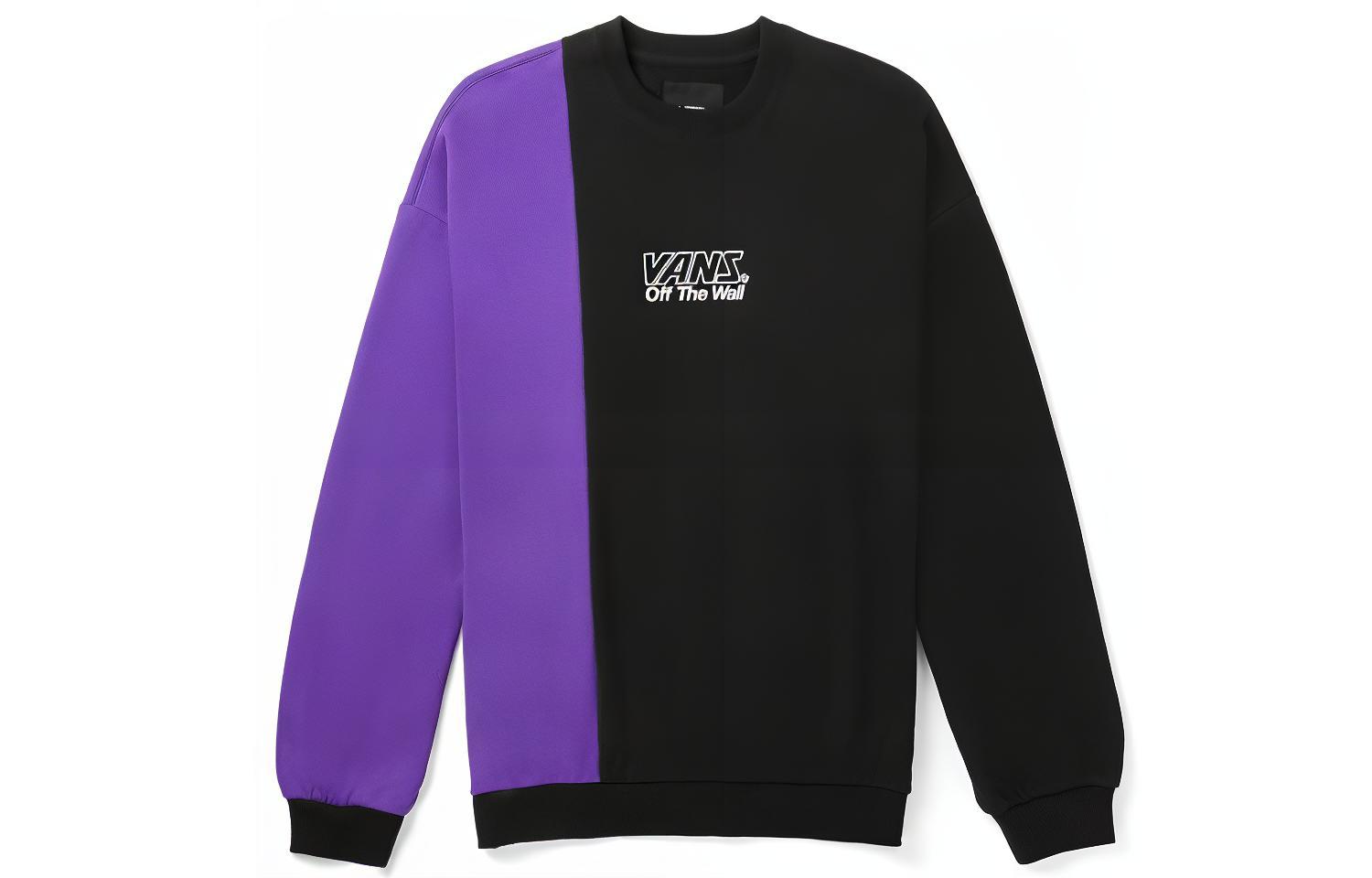 Vans Patchwork Pullover Crewneck Sweatshirt Black Purple (Unisex) VN0A4BQLBLK