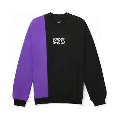 Vans Patchwork Pullover Crewneck Sweatshirt Black Purple (Unisex) VN0A4BQLBLK